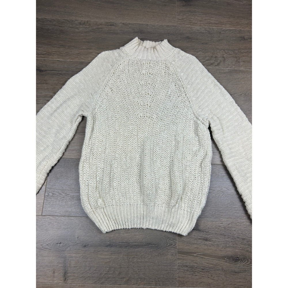 Altar'd State Womens Medium Cream Ivory Knit Mock Neck Raglan Sleeve Sweater